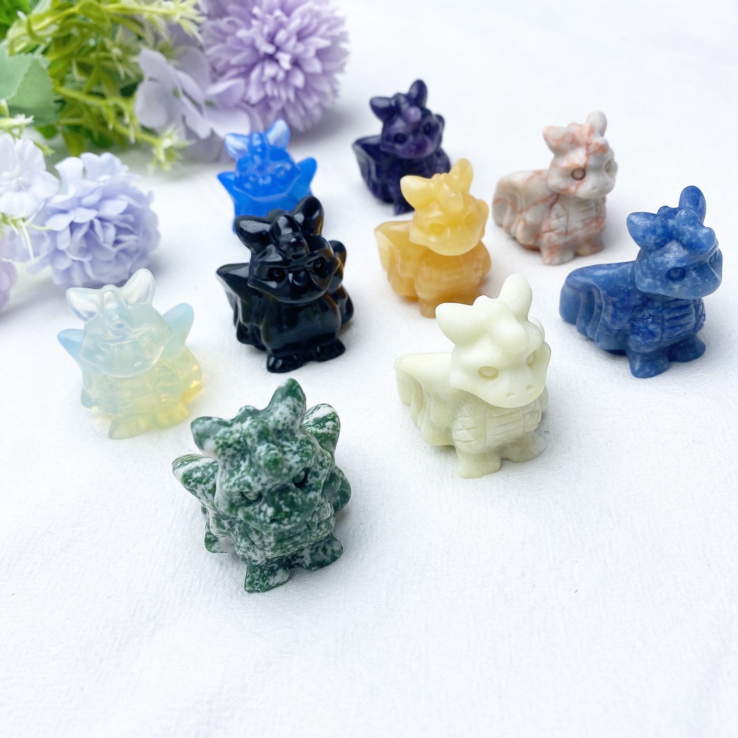 1.8" Mixed Crytsal Baby Dragon Carving Bulk Wholesale