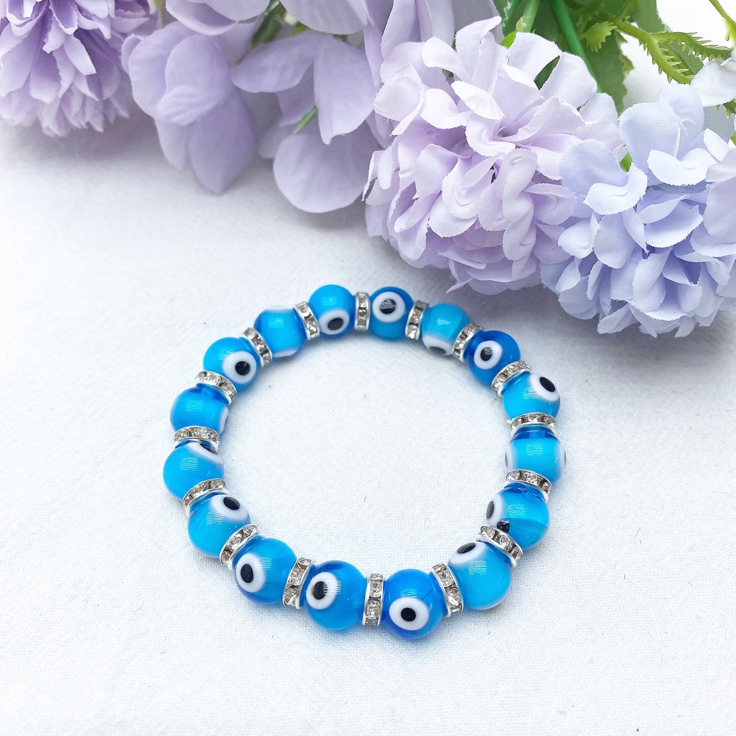 8-10mm Colored Crystal Evil Eye Bracelet Bulk Wholesale