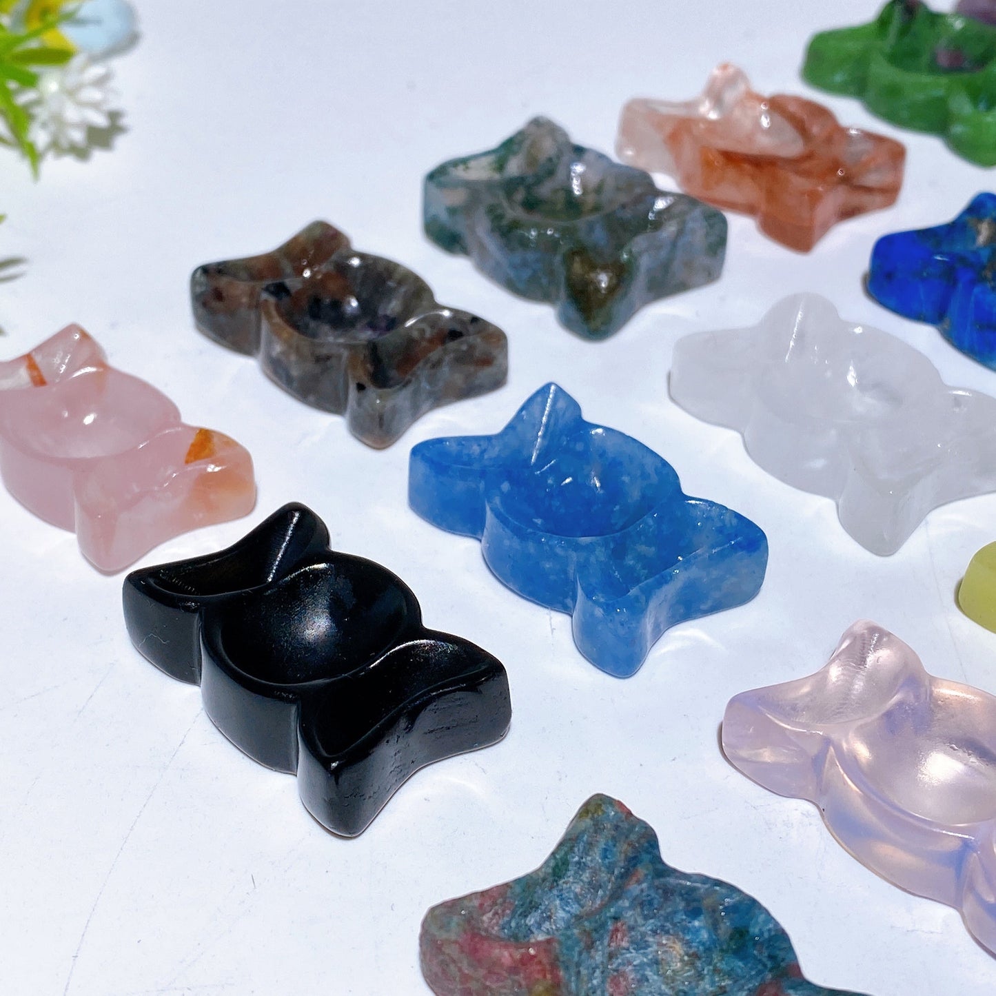 1.0" Crystal Triple Bowl Carving Crystal Healing Bulk Wholesale