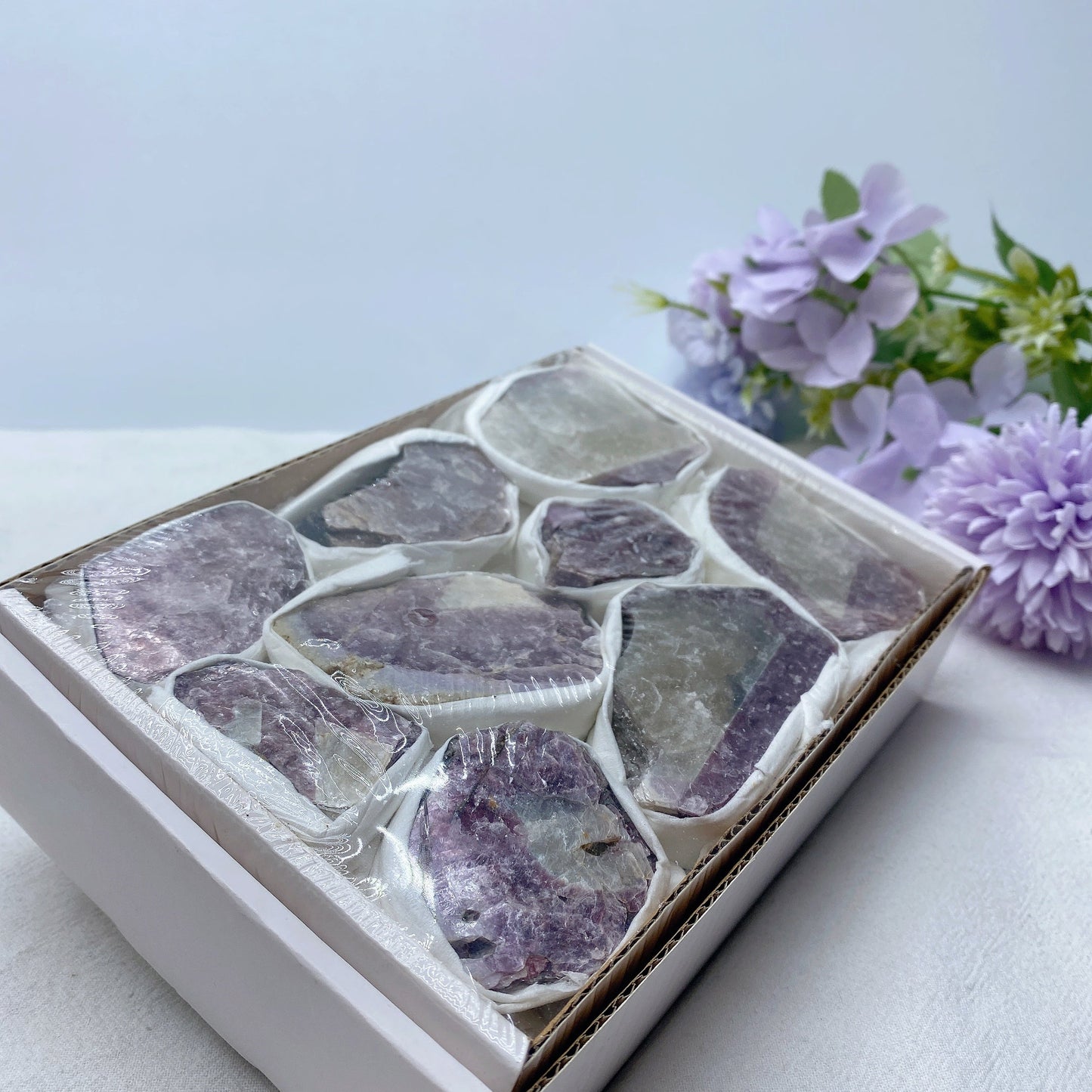 Purple Mica Raw Stone Collection Box Bulk Whoesale