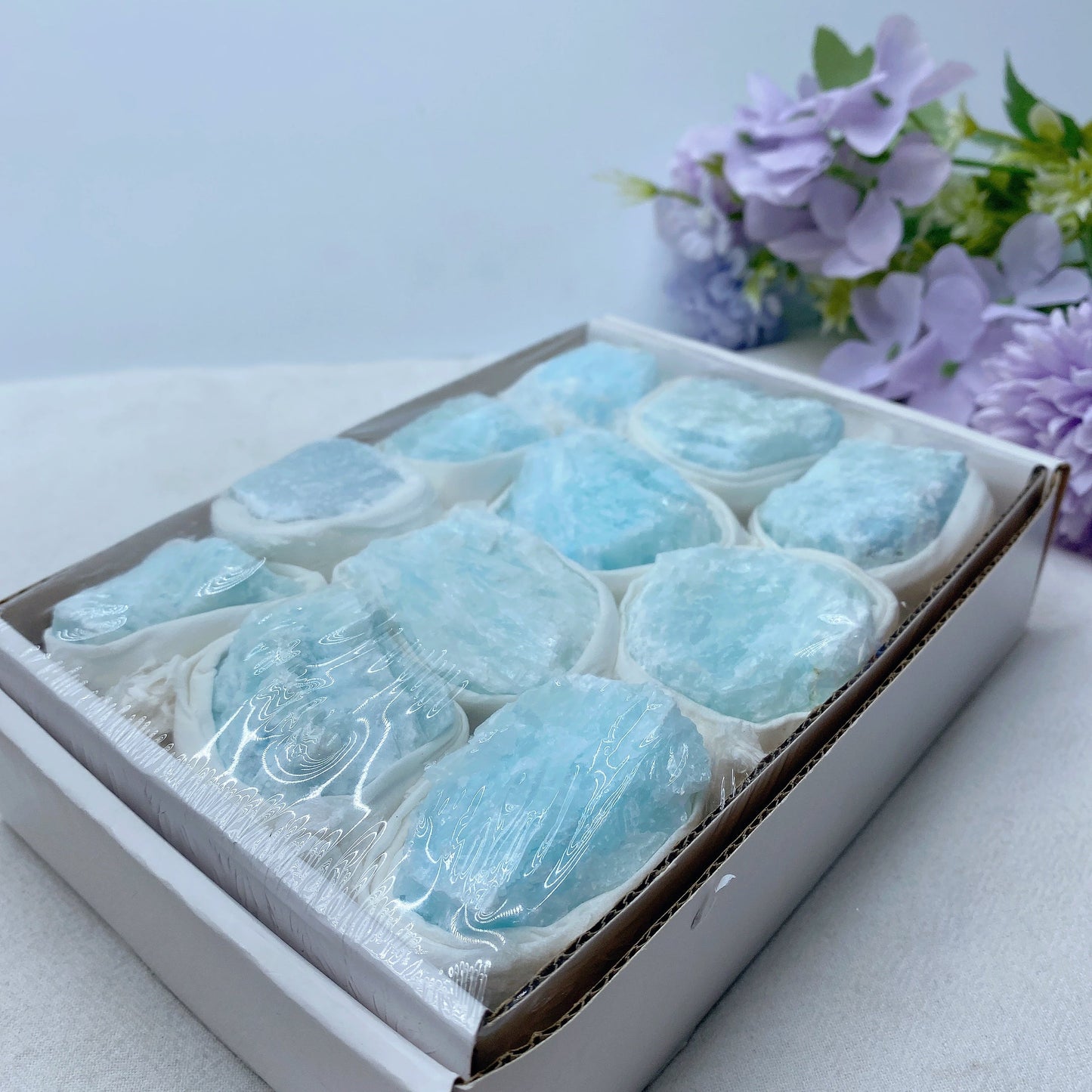 Blue Aragonite Raw Stone Collection Box Bulk Wholesale