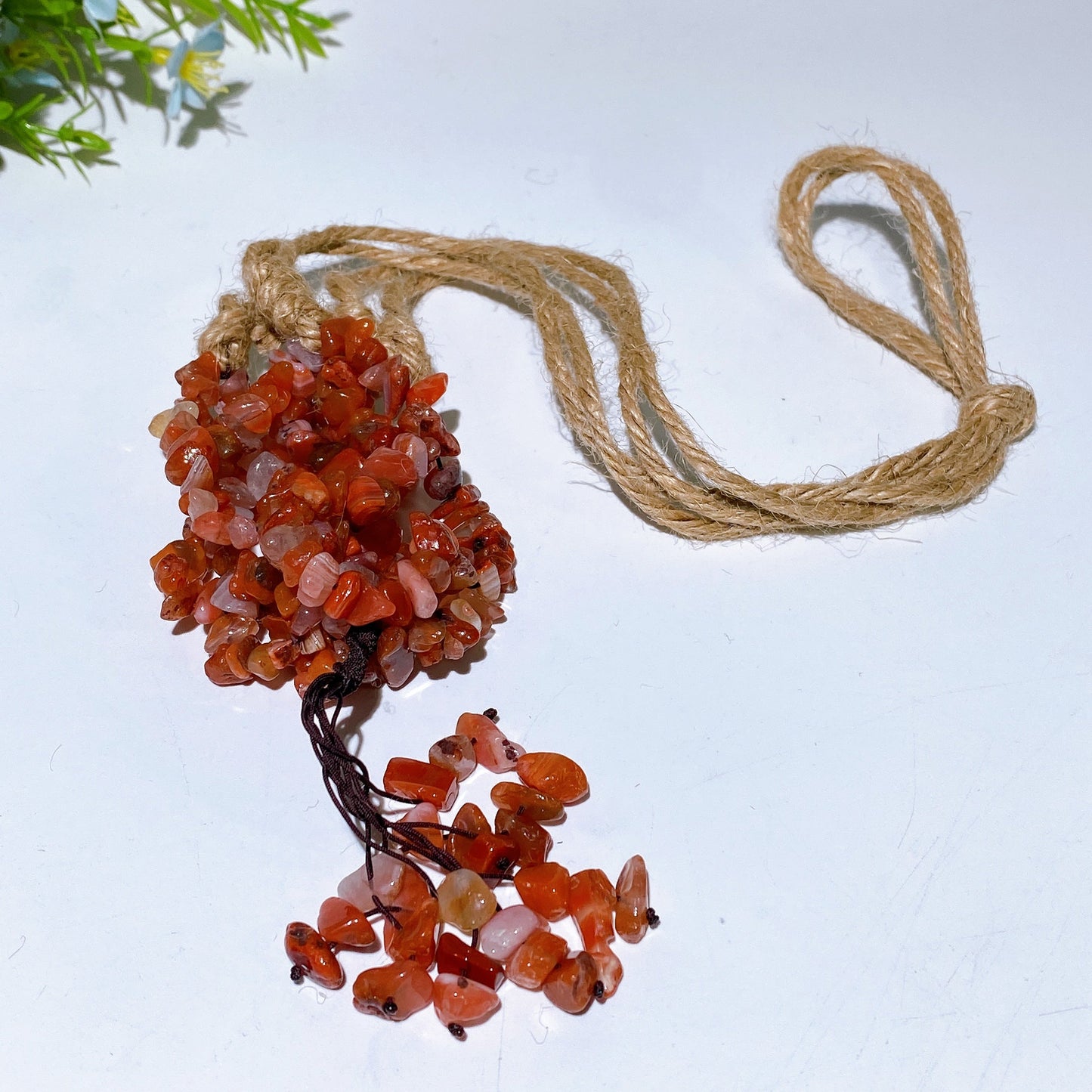 45cm Crystal Chips Web with Rope Hanging Ornament Crystal Healing Bulk Wholesale
