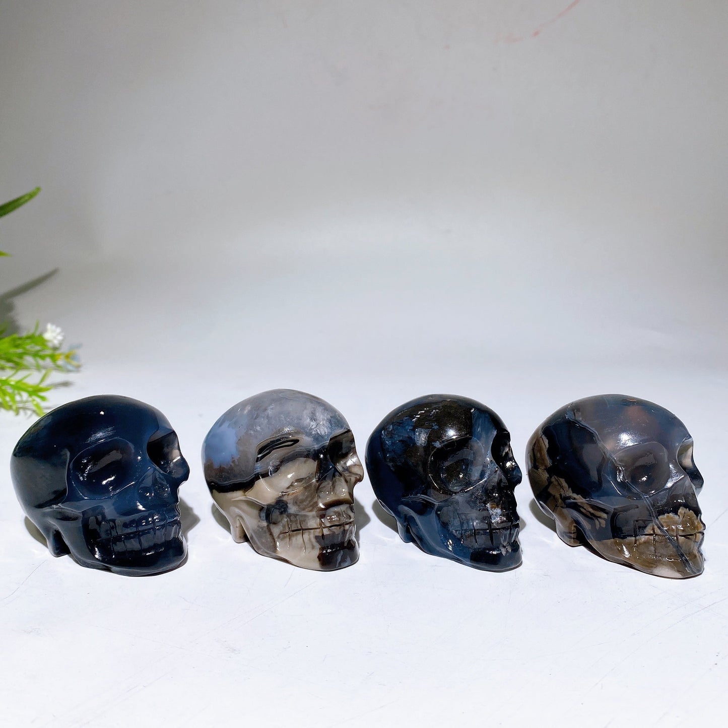 2.2"-2.4" UV Reactive Volcanic Agate Skull Carving Crystal Healing Bulk Wholesale