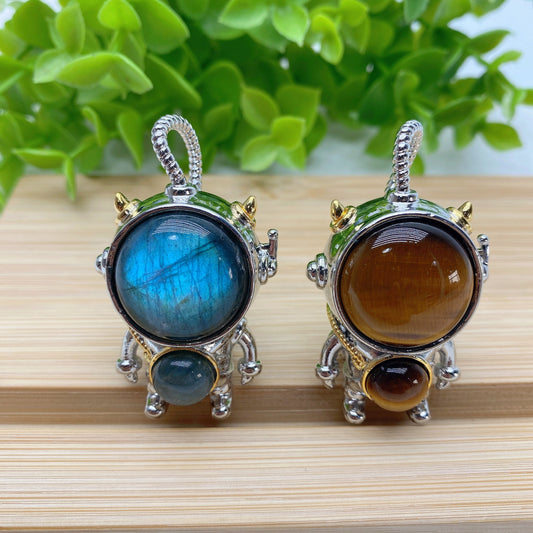 2.0" Labradorite Tiger's Eye Astronaut Pendant Bulk Wholesale