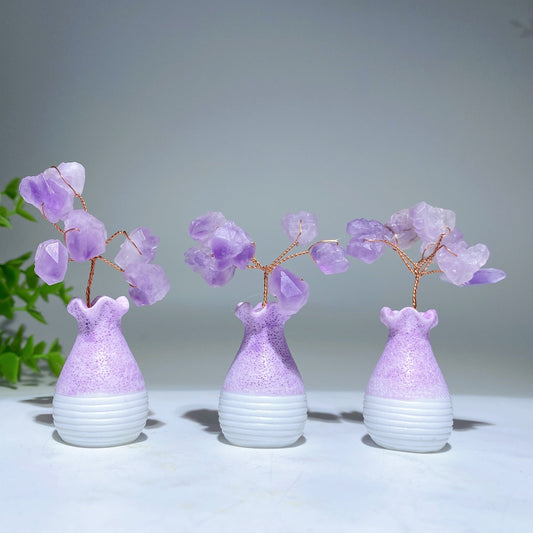 Raw Amethyst Flower Mini Vase Free Form Crystal Healing Bulk Wholesale