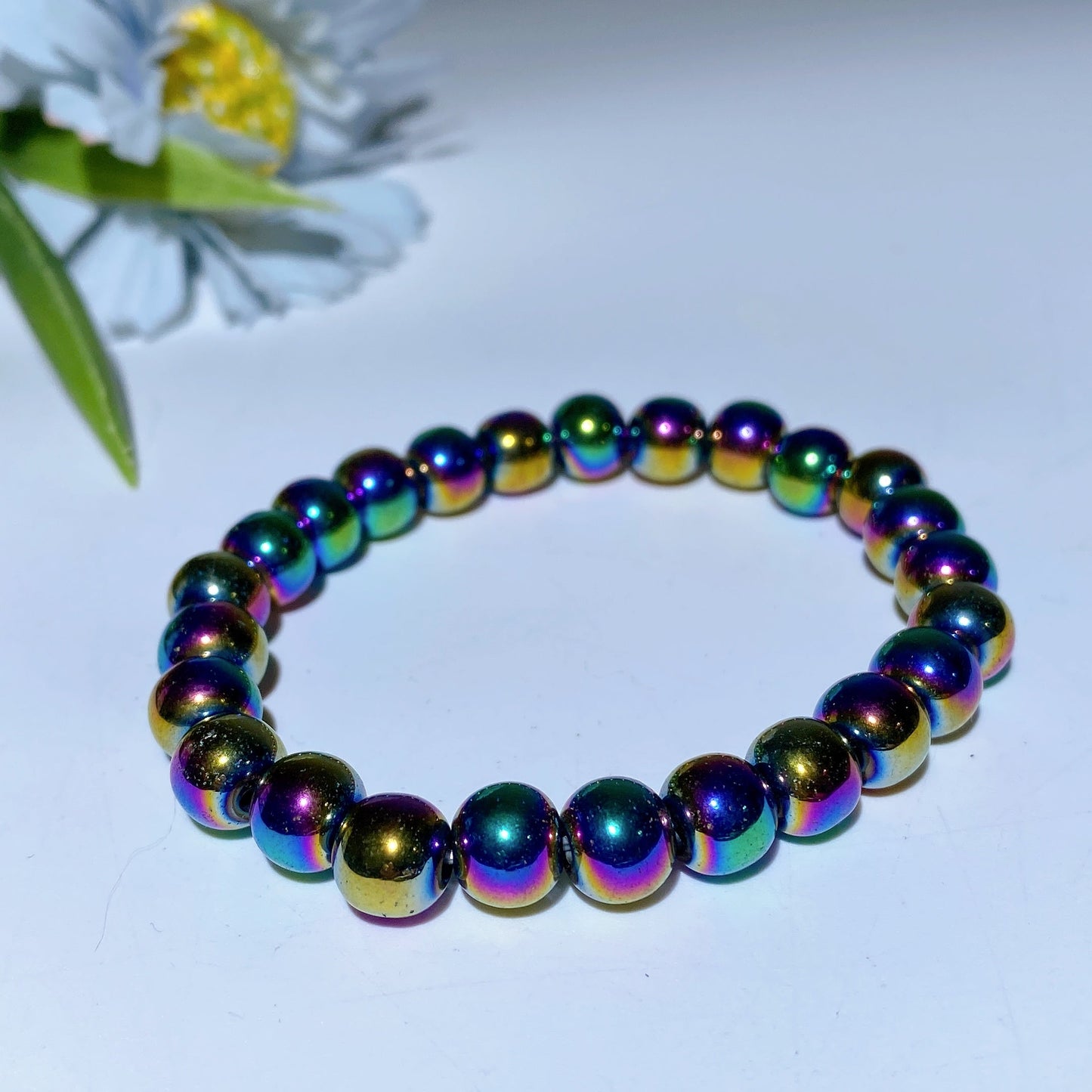 6mm Black Tourmaline 8mm Aura Hematite Crystal Bracelet Crystal Healing Bulk Wholesale