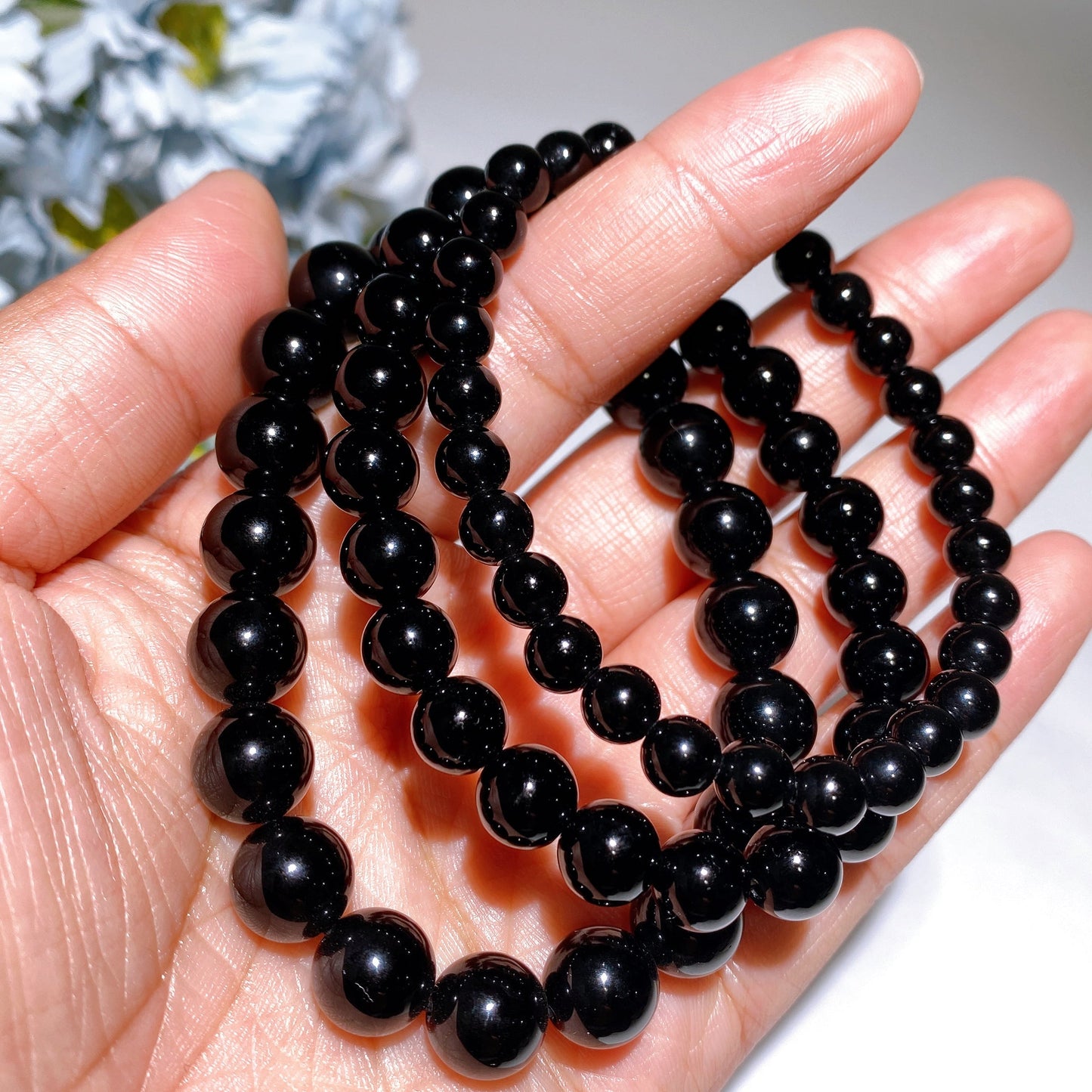 6-10mm Black Tektite Bracelet Crystal Healing Bulk Wholesale