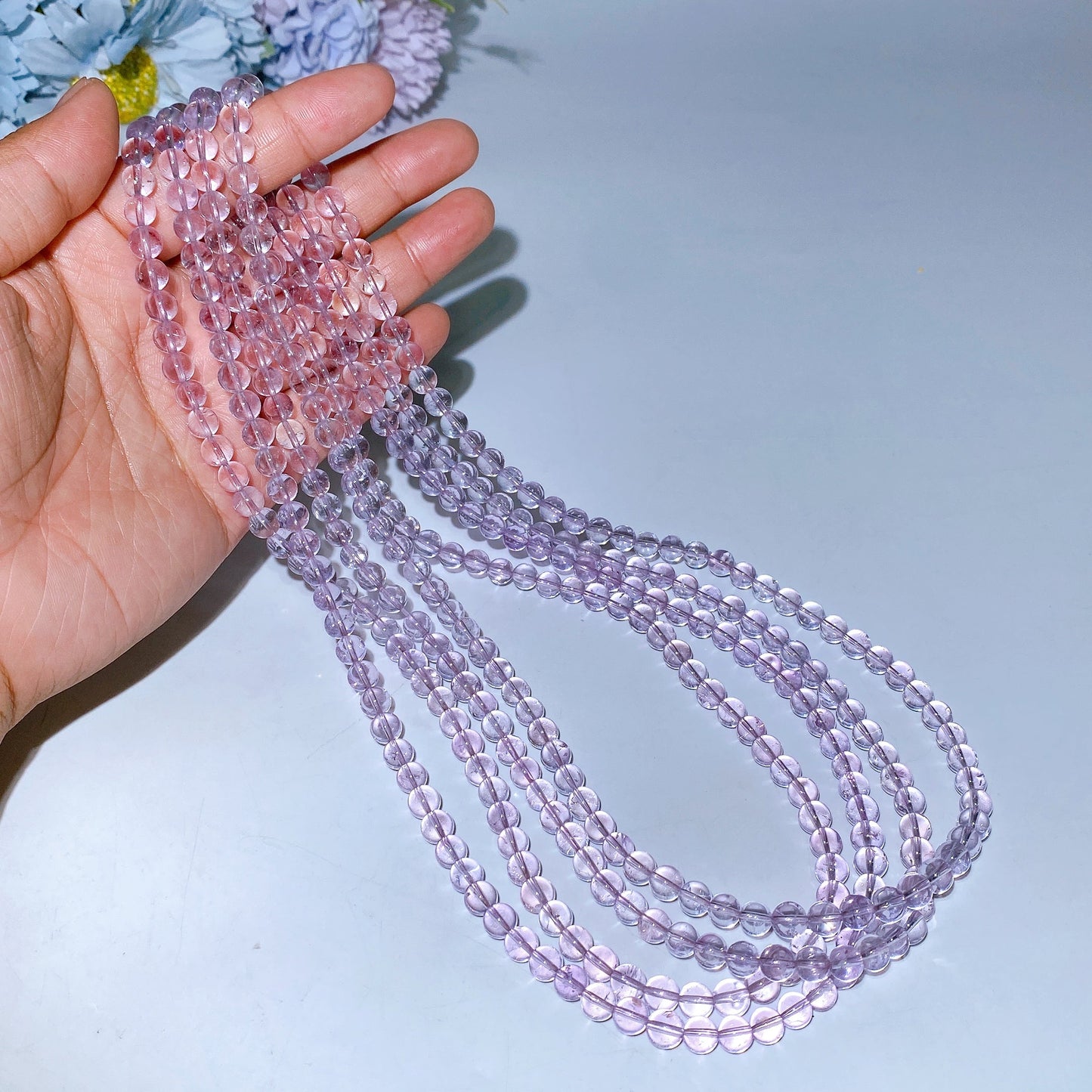 6.8mm Lavender Amethyst Beads Necklace Bulk Wholesale