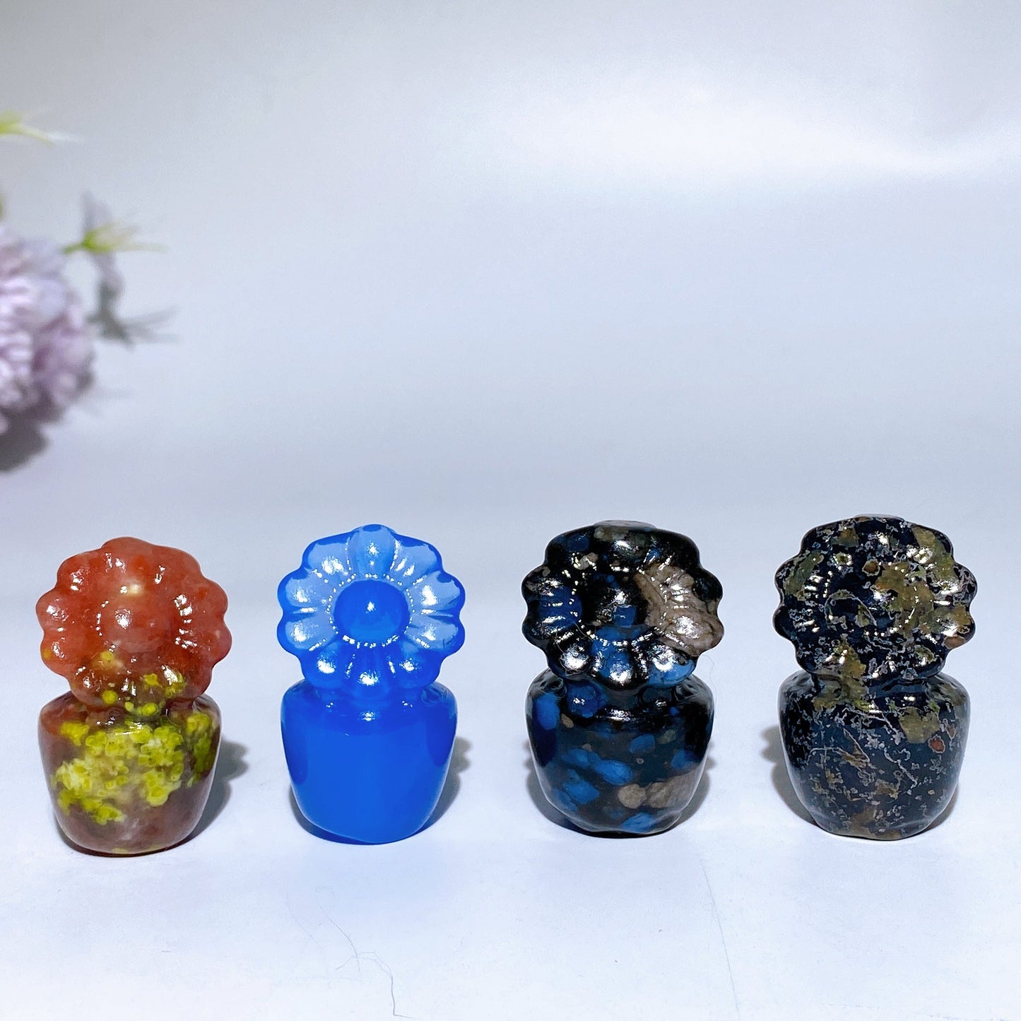 1.4" Crystal Flower Bonsai Carving Crystal Healing Bulk Wholesale
