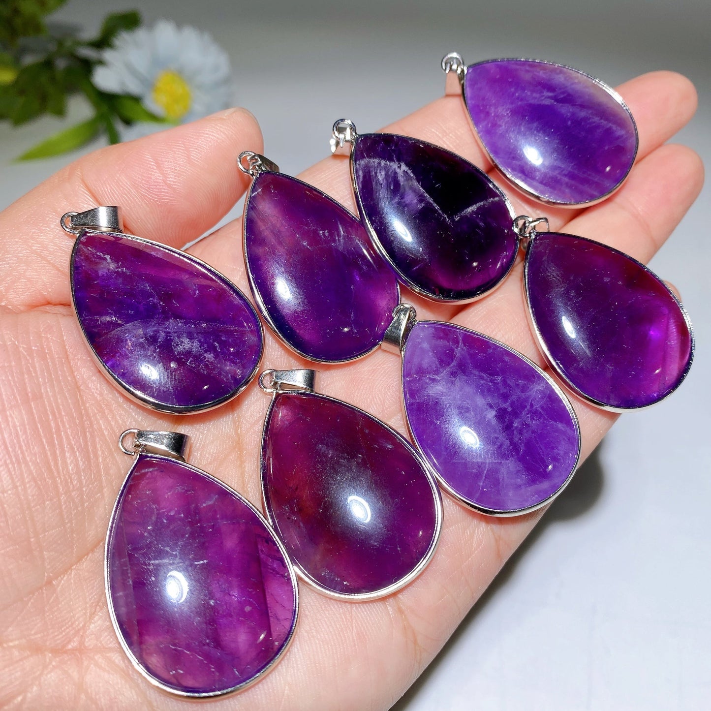 35mm Amethyst Water Drop Shape Pendant Crystal Healing Bulk Wholesale
