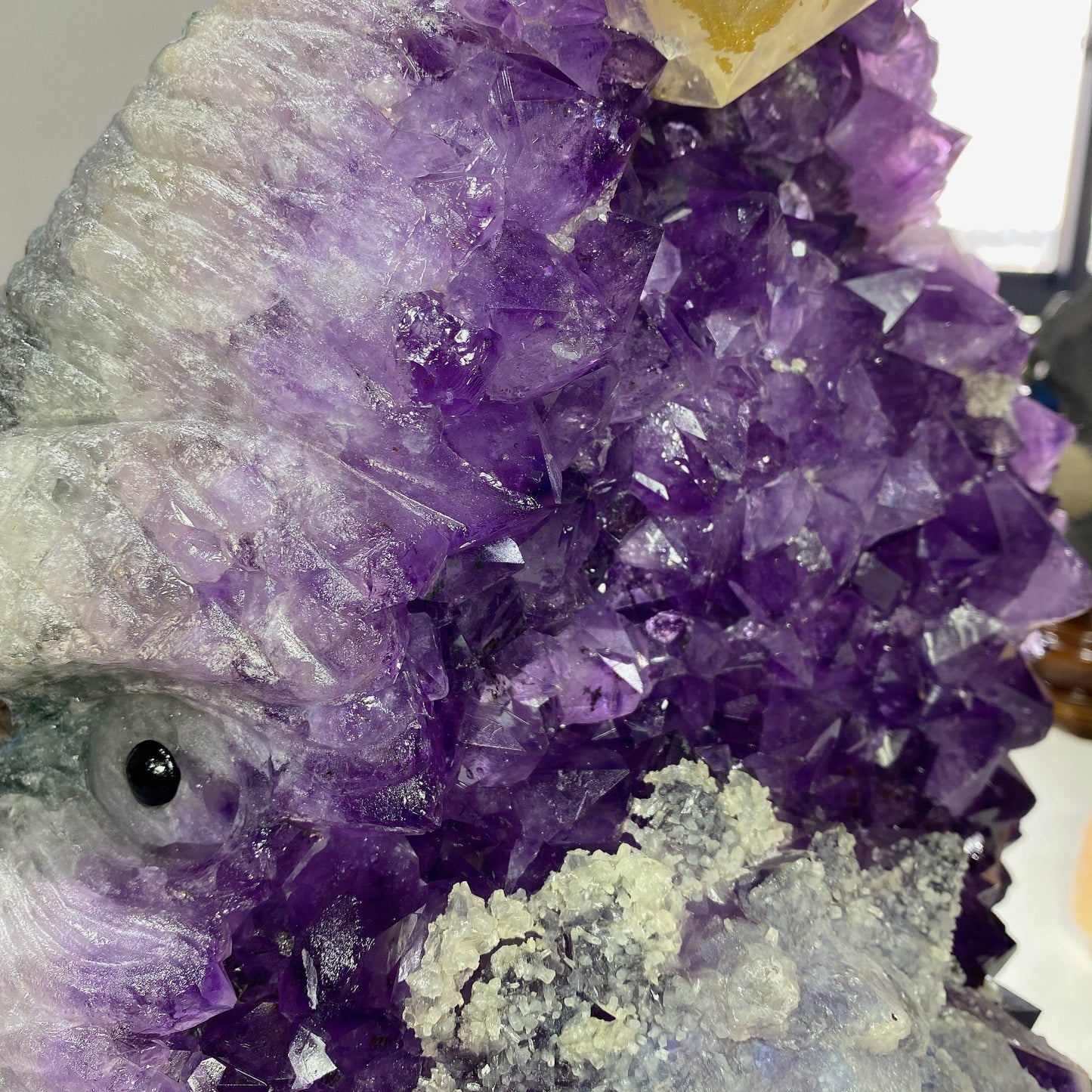 36cm Large Unique Amethyst Cluster Kong Kim Carving Crystal Healing