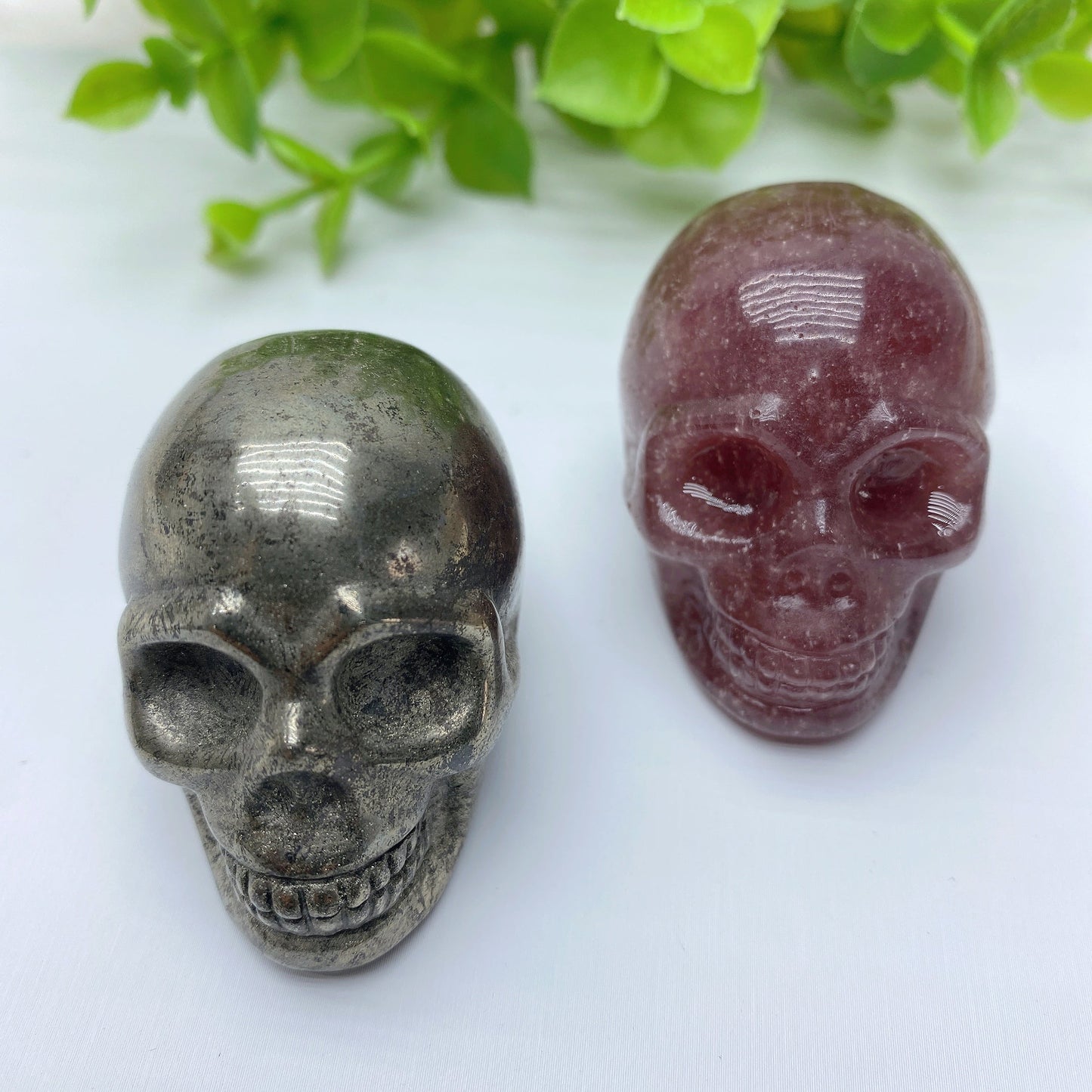 1.85" Pyrite Strawberry Skull Carvings Bulk Wholesale