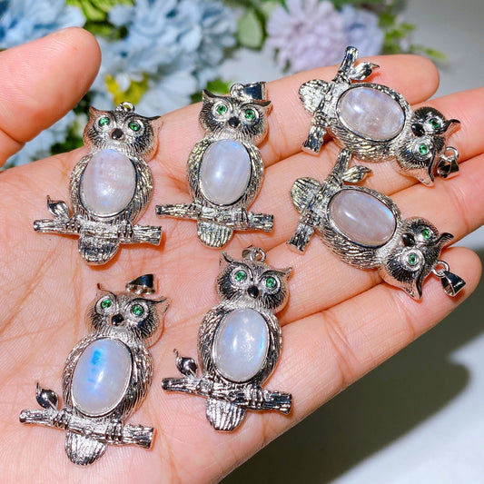 Moonstone Owl Pendant Crystal Healing Bulk Wholesale