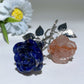 19cm Silver Stem Mixed Crystal Double Flowers Carvings Crystal Healing Bulk Wholesale