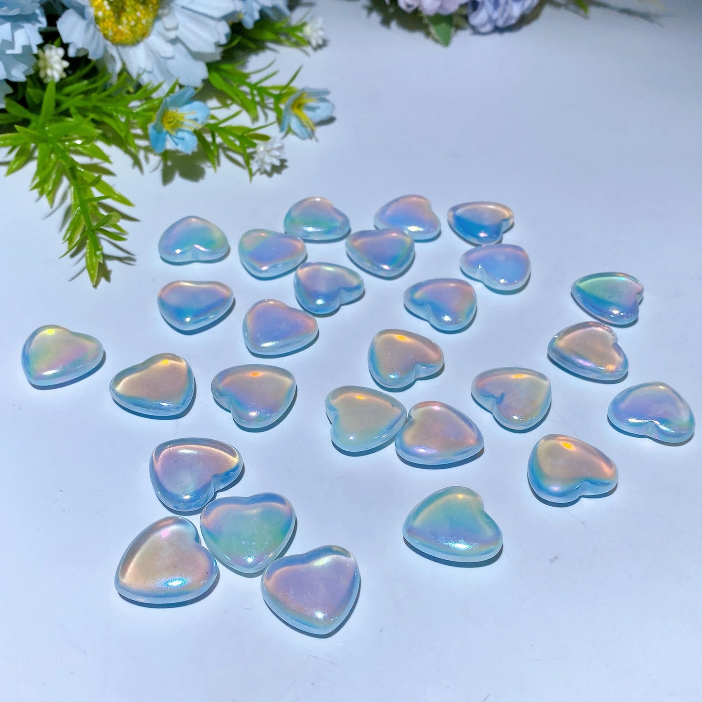 18mm Aura Opalite Heart Carving Crystal Healing Bulk Wholesale