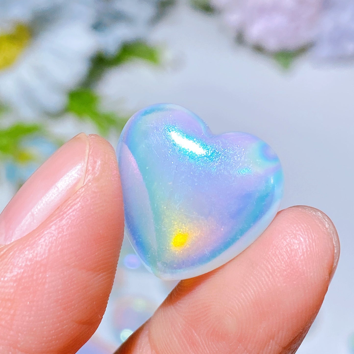 18mm Aura Opalite Heart Carving Crystal Healing Bulk Wholesale
