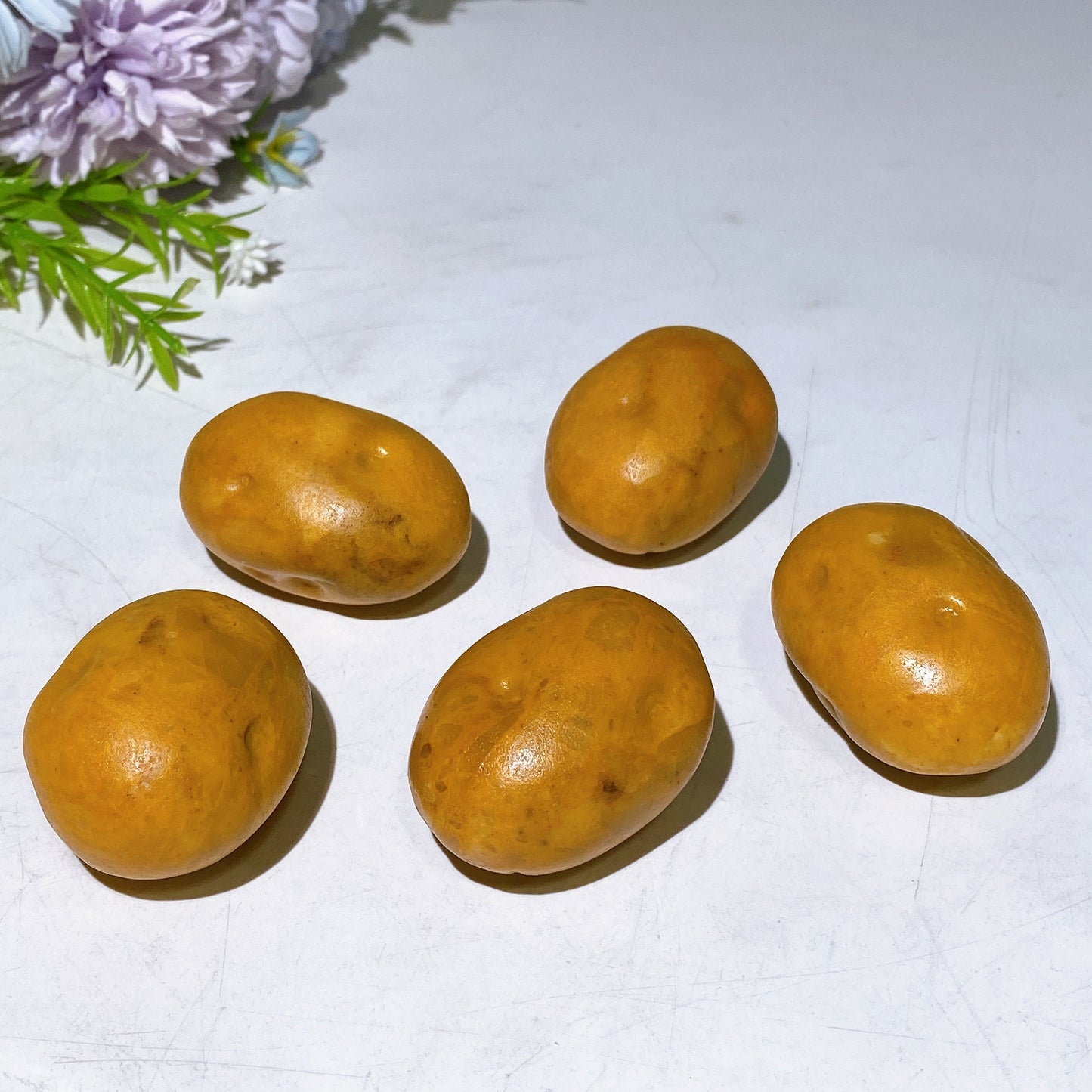 1.8" Yellow Jade Potato Vegetable Carving Crystal Healing Bulk Wholesale