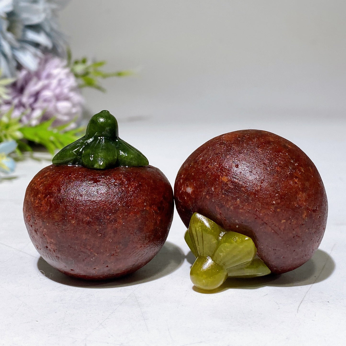 1.8" Strawberry Quartz with Serpentine Mangosteen Fruit Carving Crystal Healing Bulk Wholesale