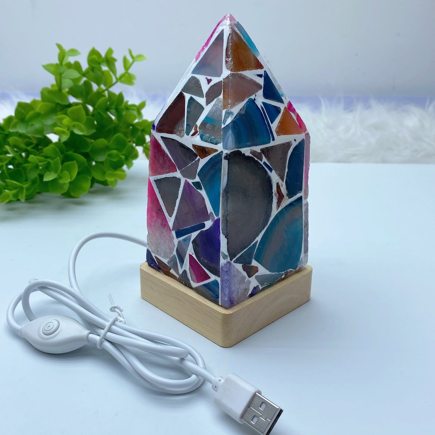 Coulorful Agate Tower Lamp with USB Bulk Wholesale