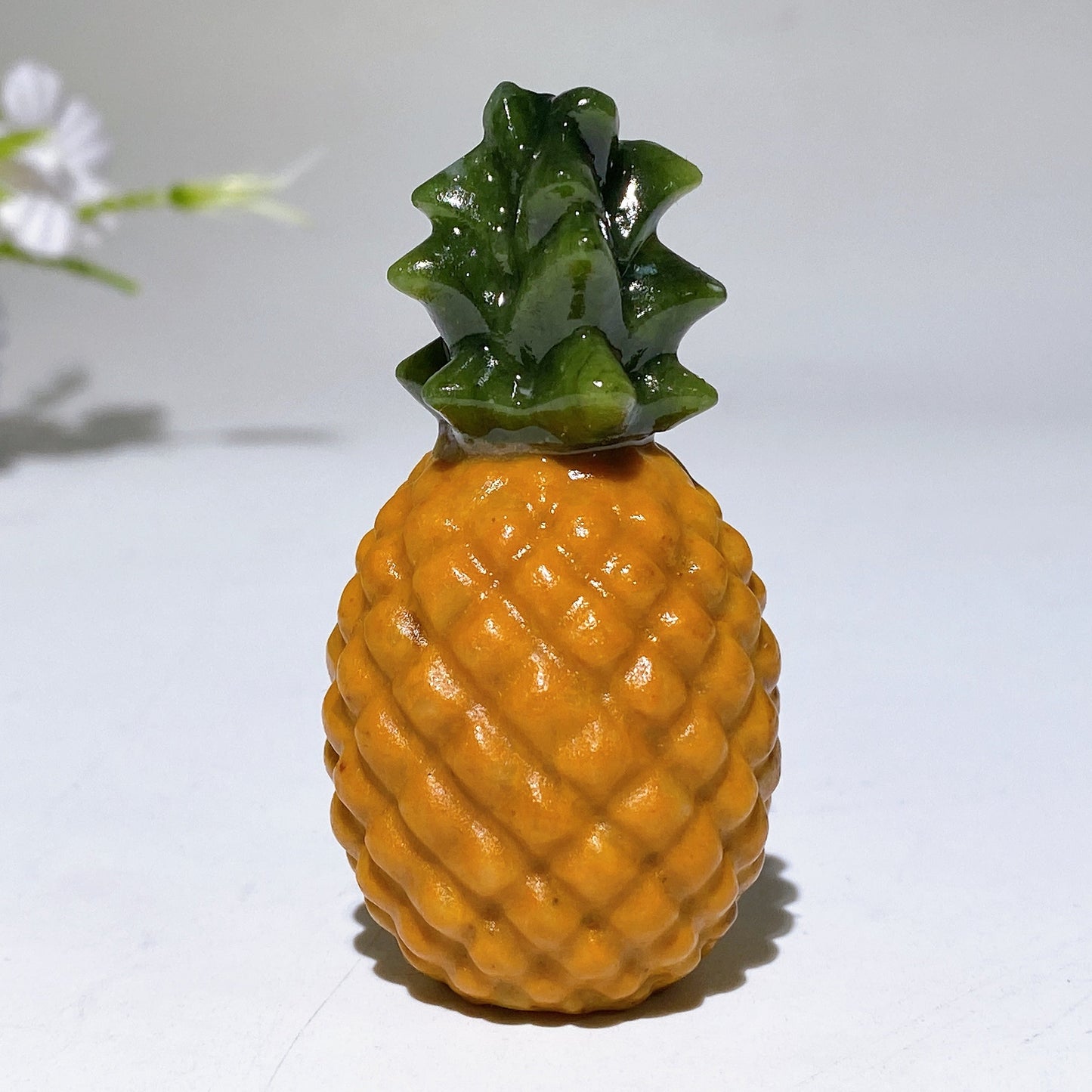 2.4" Yellow Jade Serpentine Pineapple Fruit Carving Crystal Healing Bulk Wholesale