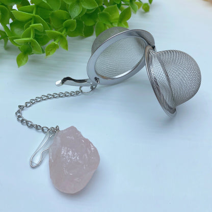 7.0" Tea-strainer with Crystal Raw Stone Decor Bulk Wholesale