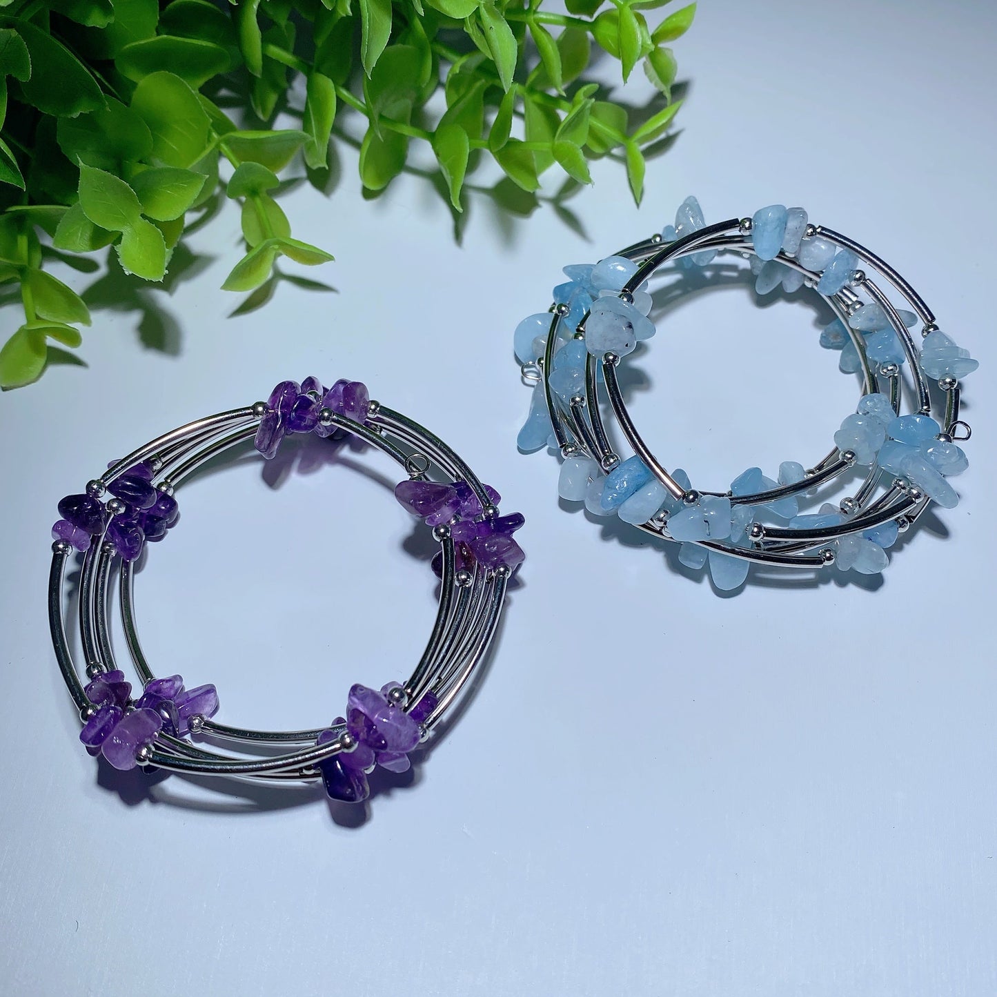 Adjustable Amethyst Aquamarine Chips Braceclet Bulk Wholesale