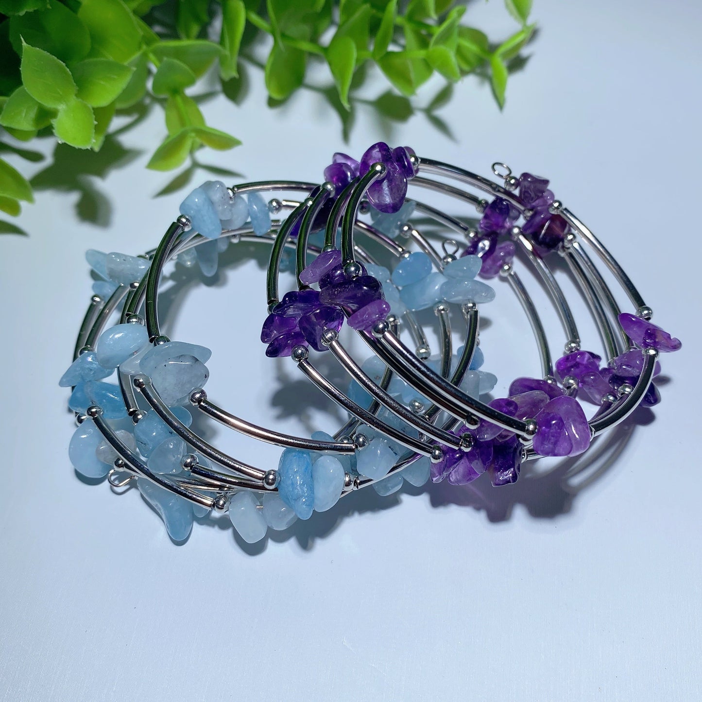 Adjustable Amethyst Aquamarine Chips Braceclet Bulk Wholesale