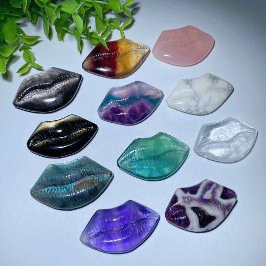 2.0" Mixed Crystal Lips Carving Bulk Wholesale