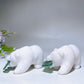 3.2" White Jade Bear with Aventurine Fish Carving Crystal Healing Bulk Wholesale