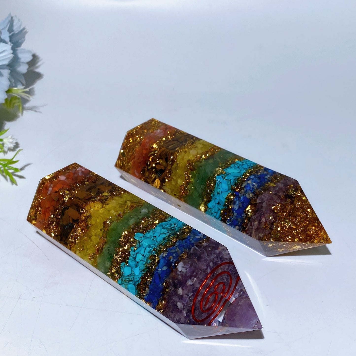 5.4" Chakra Chips Resin Tower Crystal Healing Bulk Wholesale