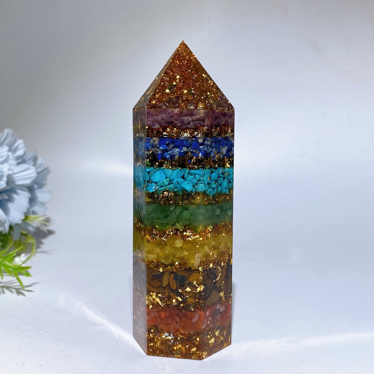 5.4" Chakra Chips Resin Tower Crystal Healing Bulk Wholesale