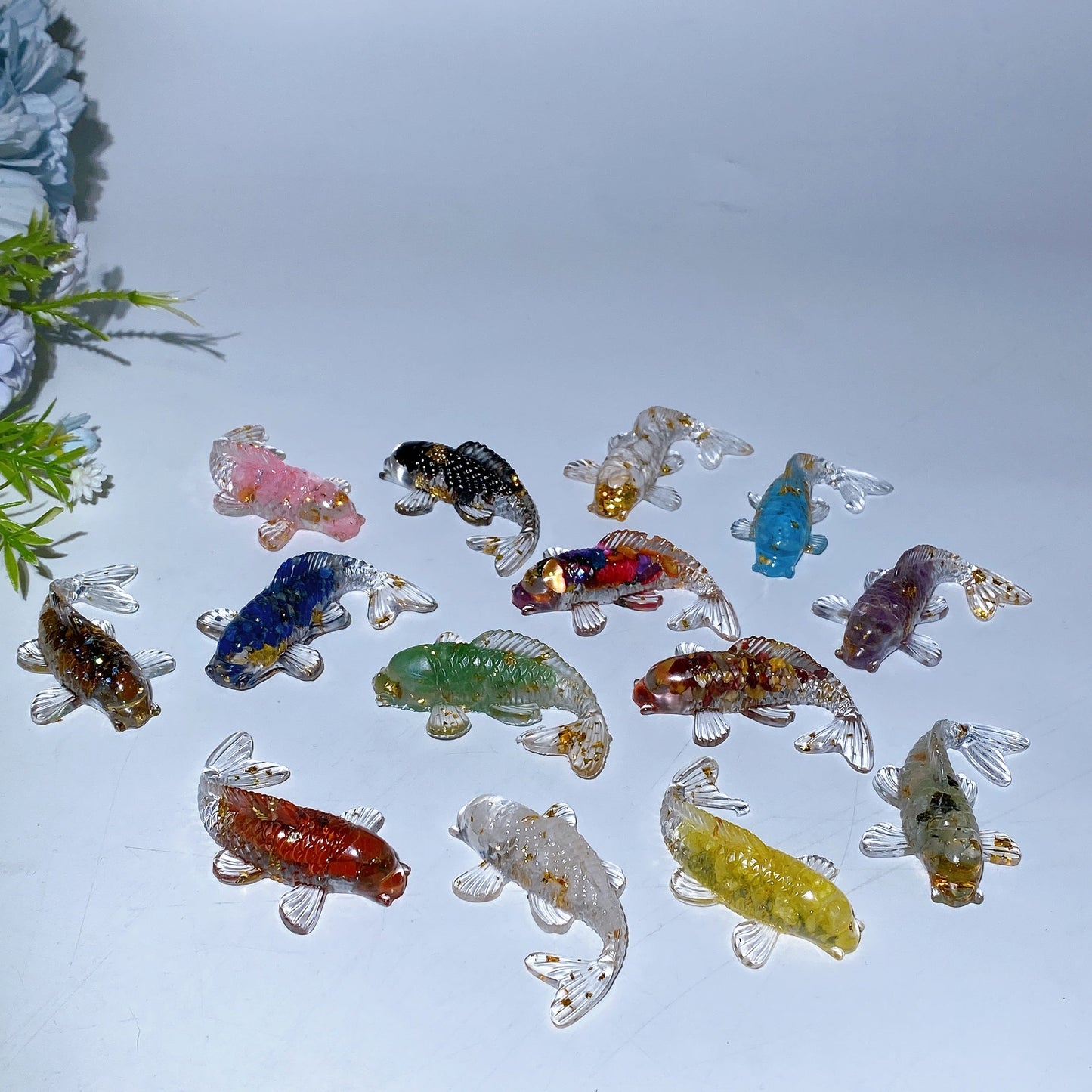 Resin Fish Infused Crystal Chips Carving Crystal Healing Bulk Wholesale