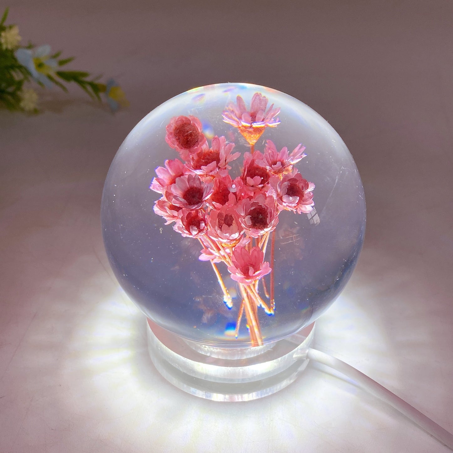 70mm 80mm Resin Flower Sphere Crystal Healing Bulk Wholesale