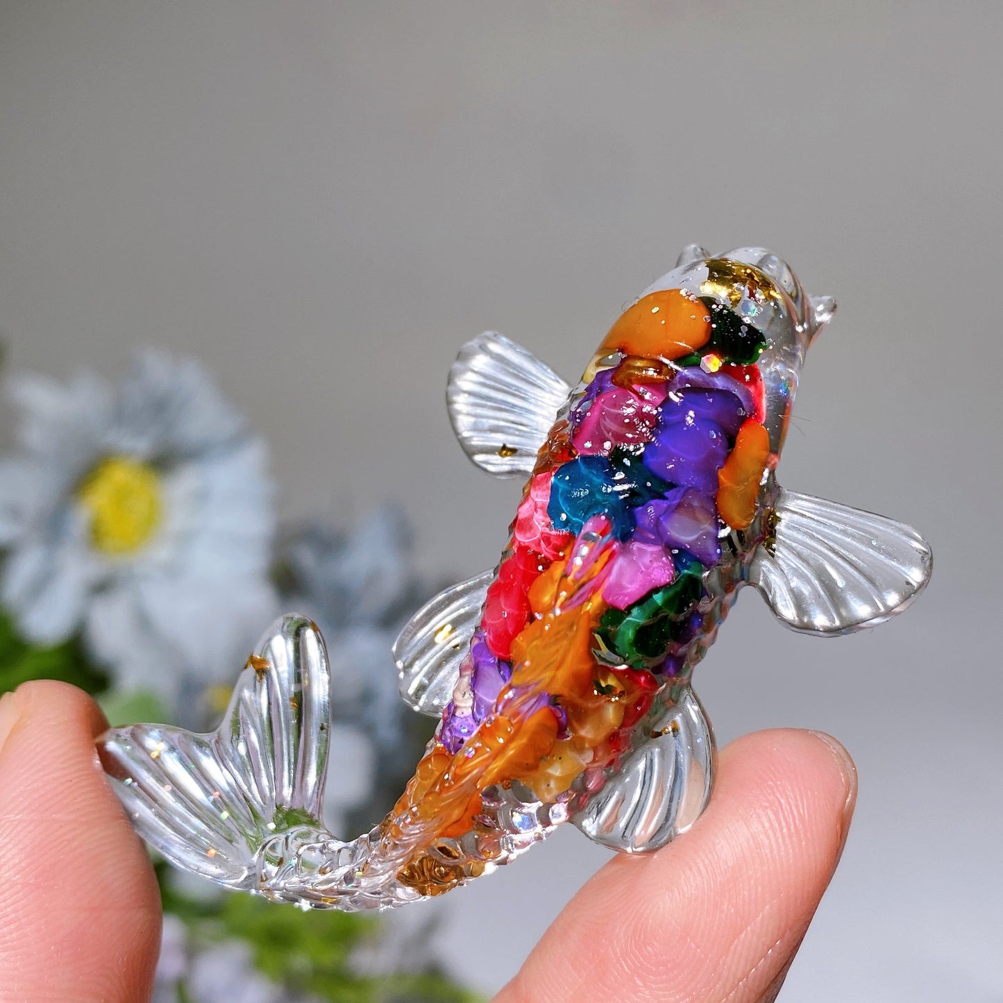 Resin Fish Infused Crystal Chips Carving Crystal Healing Bulk Wholesale