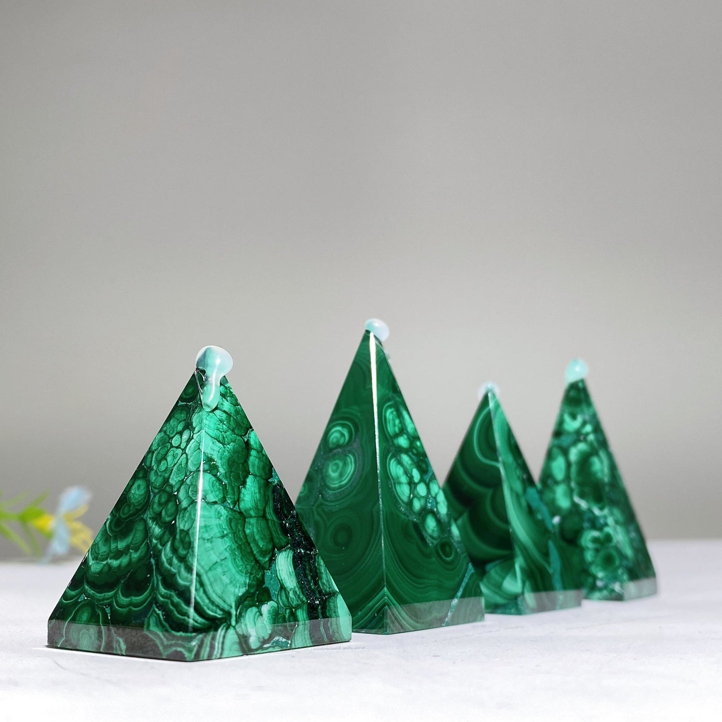 1.4"-2.0" Malachite Pyramid Carving Crystal Healing Bulk Wholesale