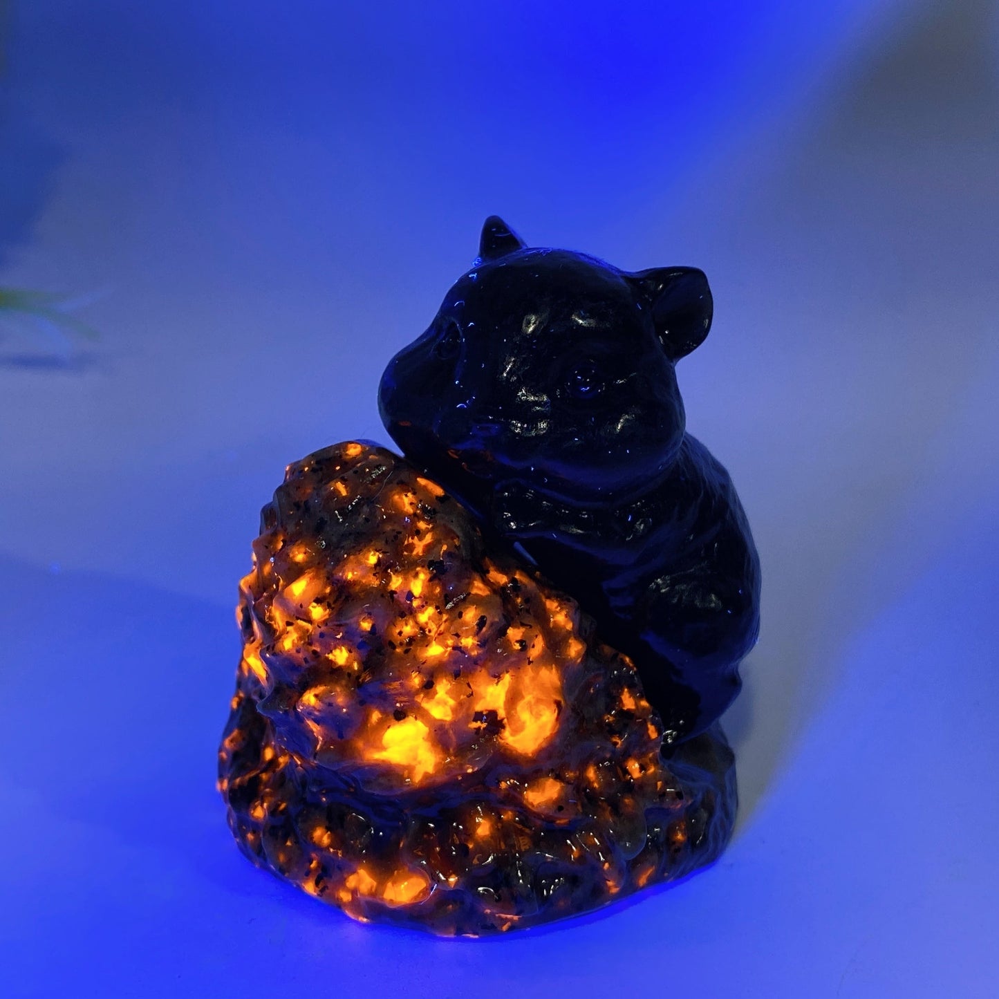 2.2" Obsidian White Jade Mouse with Base Carving Crystal Healing Bulk Wholesale