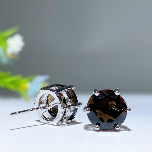 7-12mm Crystal Silver Ear Stud Earrings Crystal Healing Bulk Wholesale