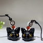 11cm Black Obsidian Cat Head Carving Key Chain Bag Hanging Crystal Healing Bulk Wholesale