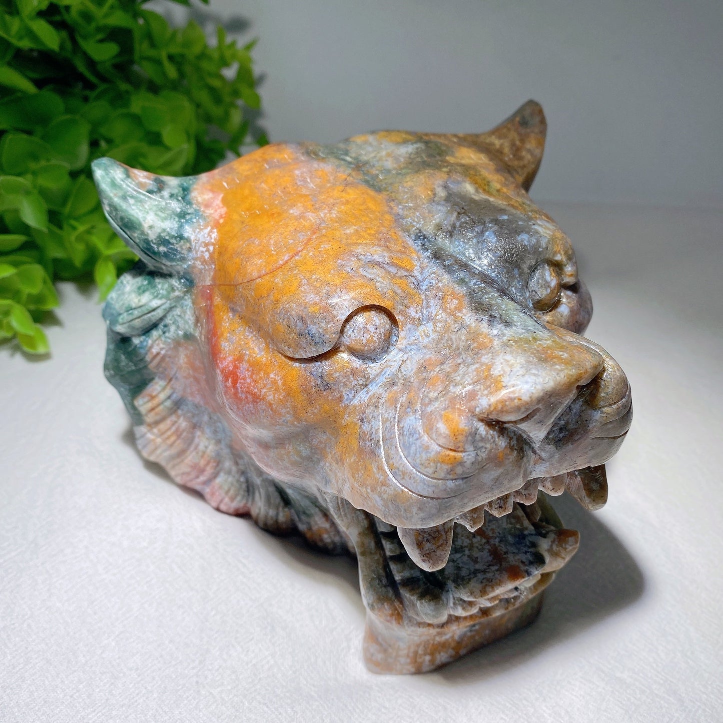 5.2" Unique Ocean Jasper Tiger Head Carving Bulk Wholesale