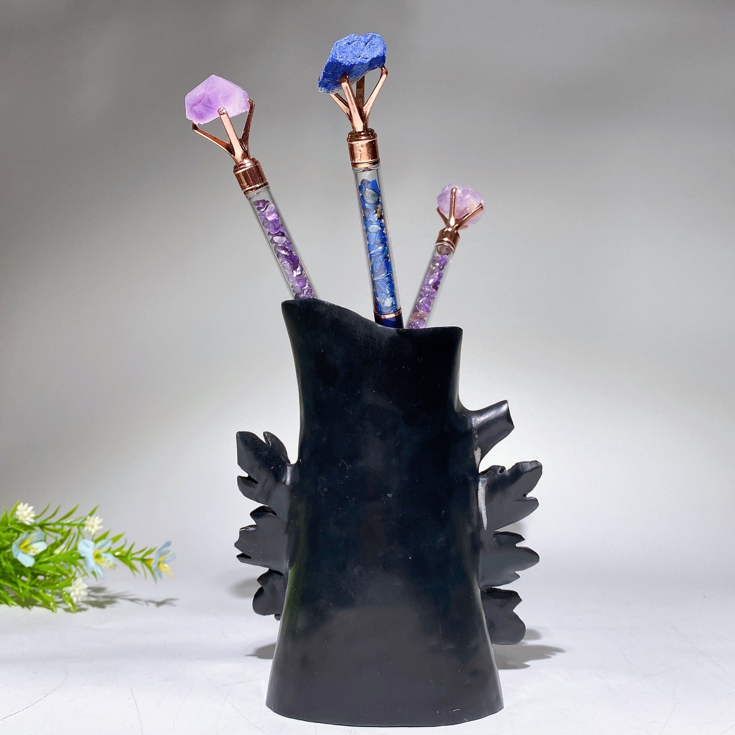 5.7" Chrysanthemum Pen Holder Carving Crystal Healing Bulk Wholesale