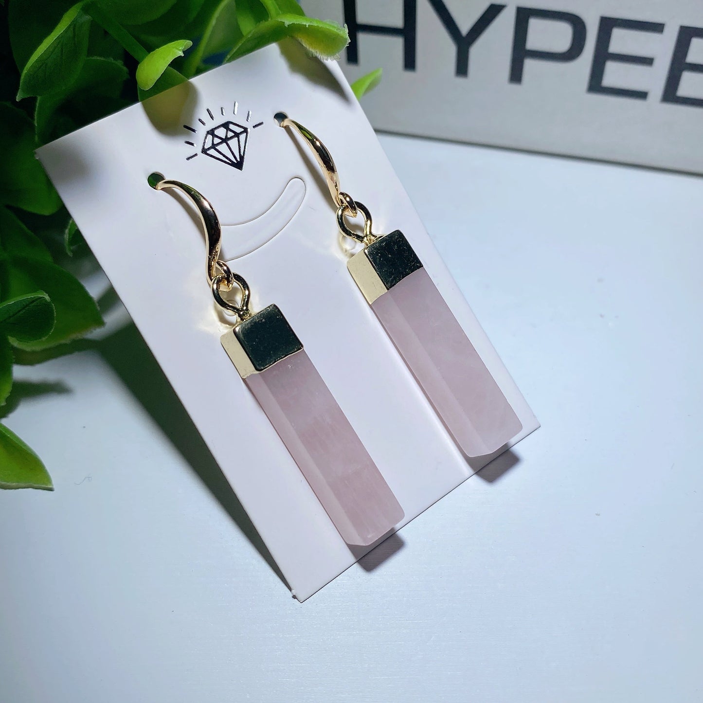 Rose Quartz Strip Earrings Bulk Wholesale