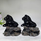 2.7" Black Obsidian Lion on Yooperlite Carving Crystal Healing Bulk Wholesale