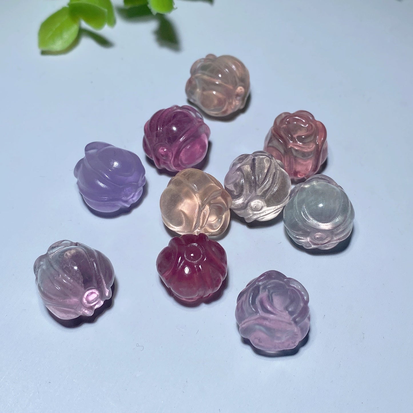 Mini Fluorite Rose Flower Carvings for Jewelry DIY Bulk Wholesale