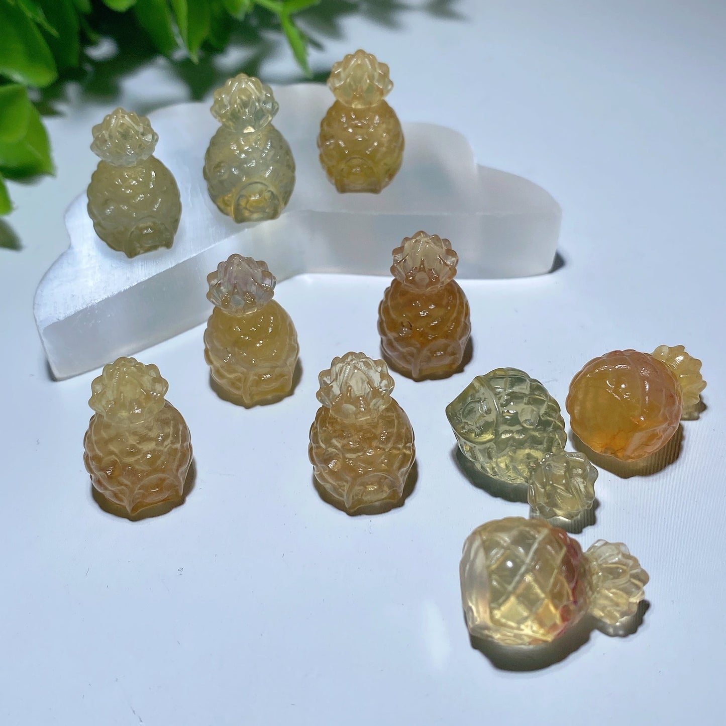 Yellow Fluorite Pinaple House Carvings Bulk Wholesale