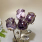Crystal Flower Carving with Silver Color Metal Stem Crystal Healing Bulk Wholesale