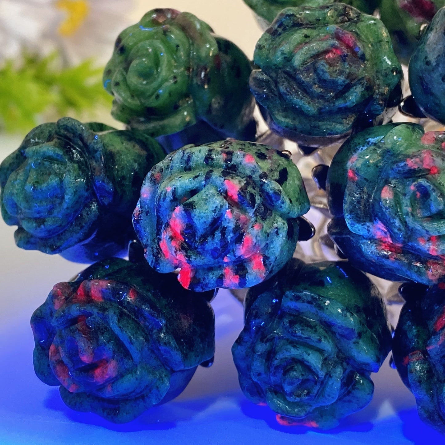 Crystal Flower Carving with Silver Color Metal Stem Crystal Healing Bulk Wholesale