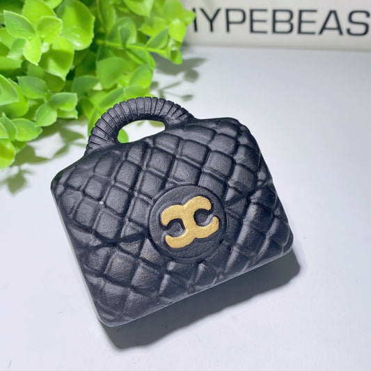 2.4" Black Obsidian Handbag Carvings Bulk Wholesale