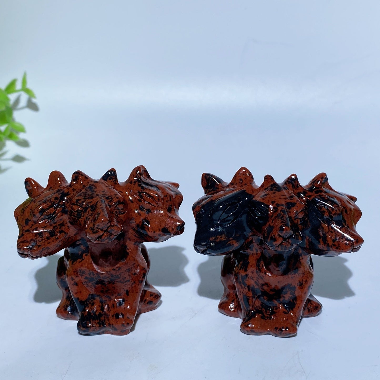 2.3" Mahogany Cerberus Carving Crystal Healing Bulk Wholesale
