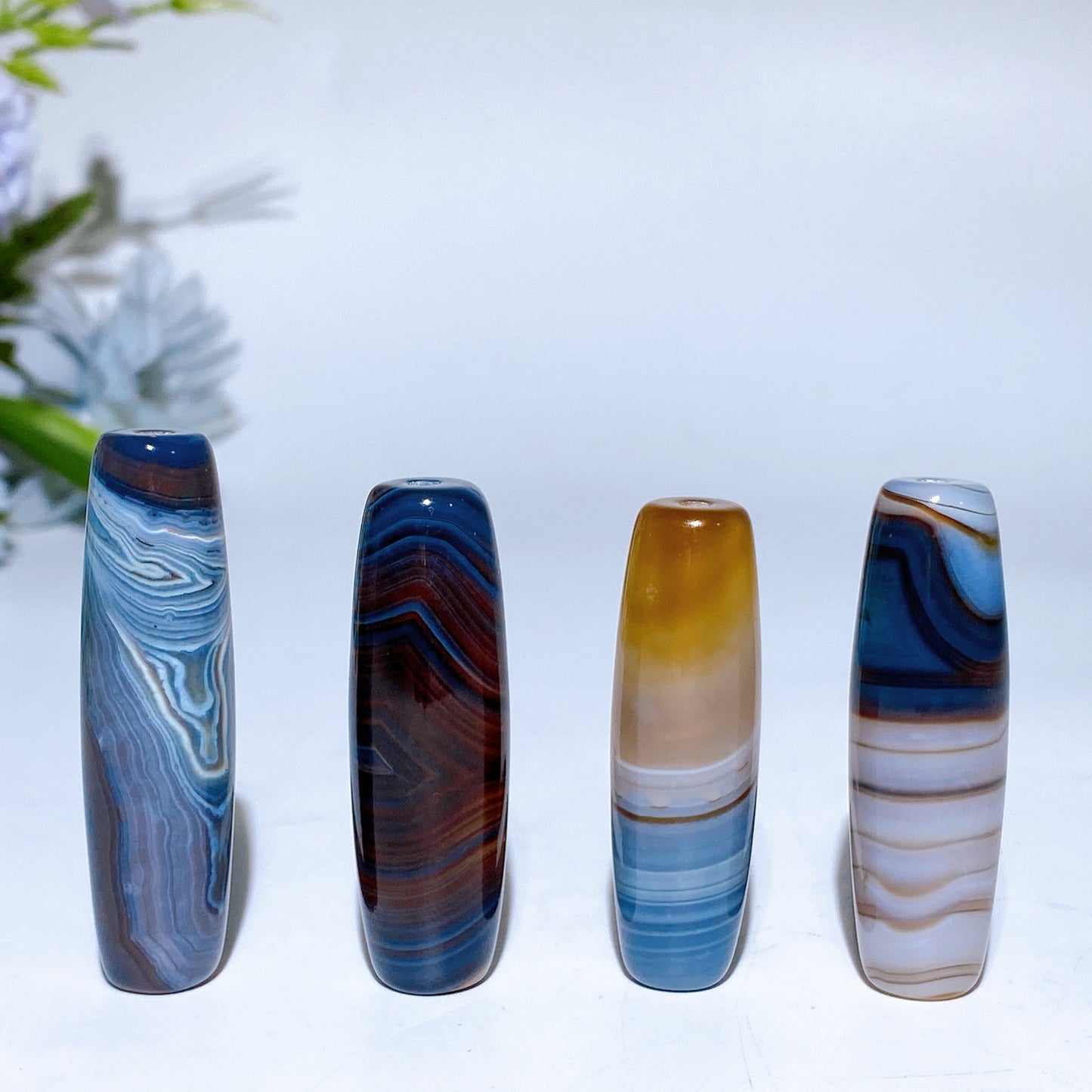 1.8"-2.0" Banded Agate Cylinder Pendant Crystal Healing Bulk Wholesale