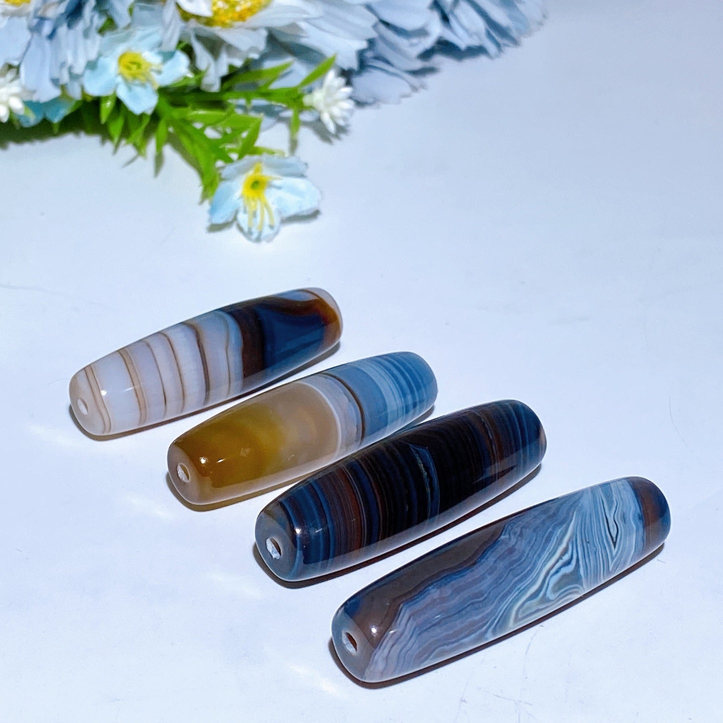 1.8"-2.0" Banded Agate Cylinder Pendant Crystal Healing Bulk Wholesale